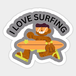 I Love Surfing Sticker